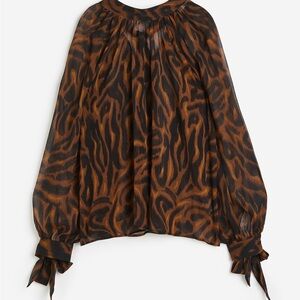 H&M Animal Print Sheer Blouse